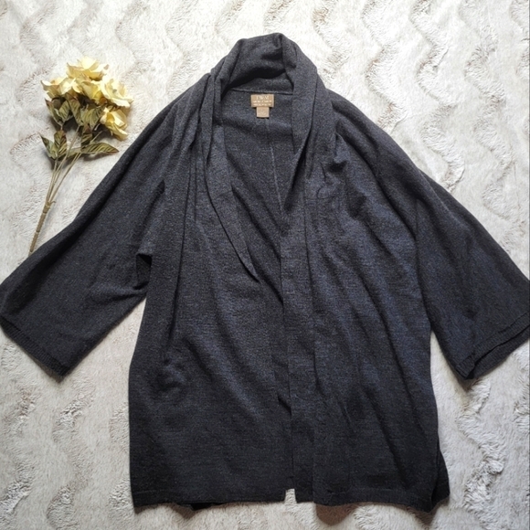 Fenn Wright Manson 100% Italian Merino Wool Charcoal Gray Cardigan Sweater Sz XL - Picture 1 of 12